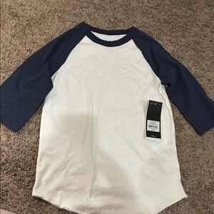 adidas Navy and White Raglan Short Sleeve Tee